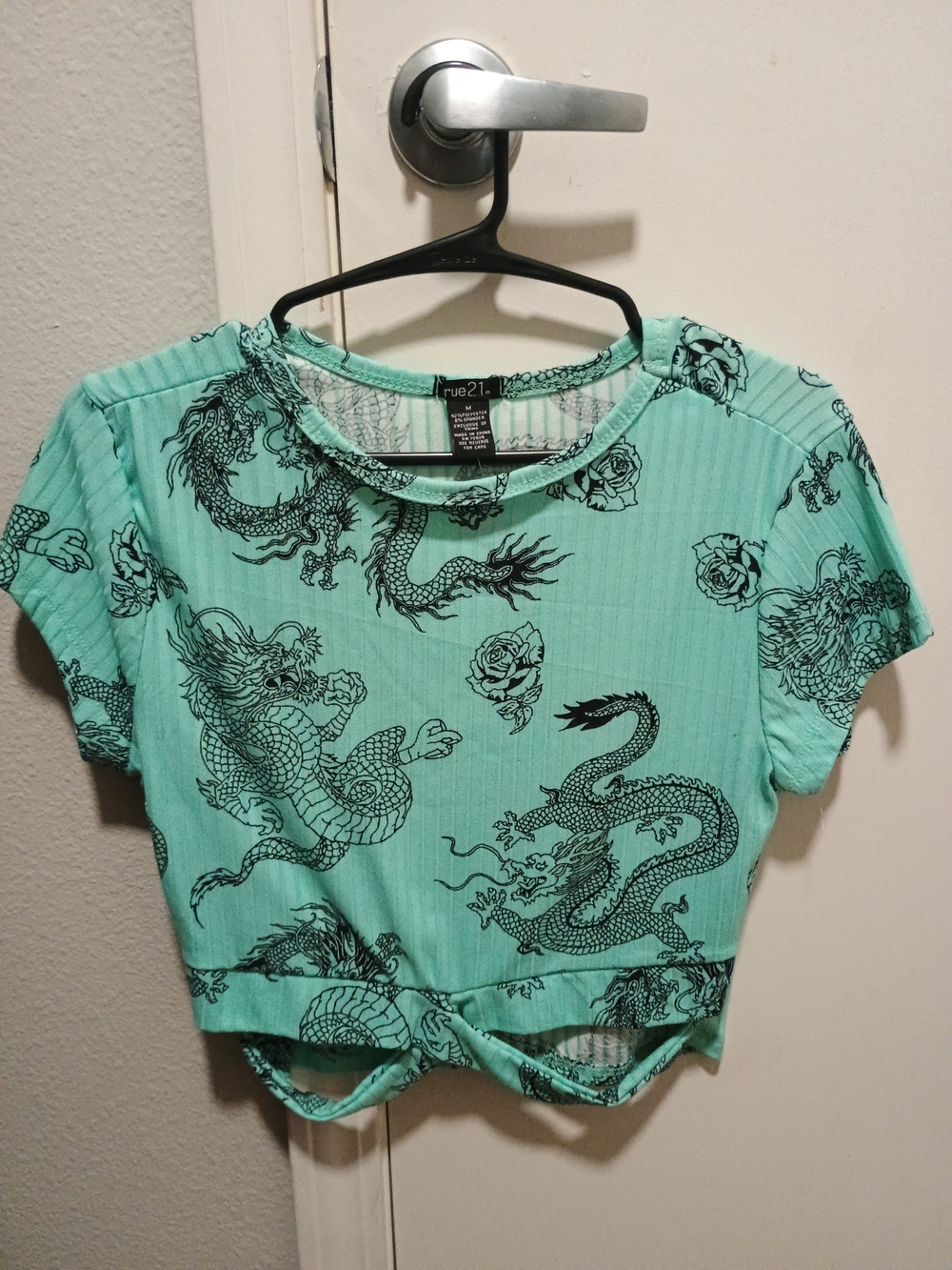 Rue21 Mint Green Dragon Print Crop Top